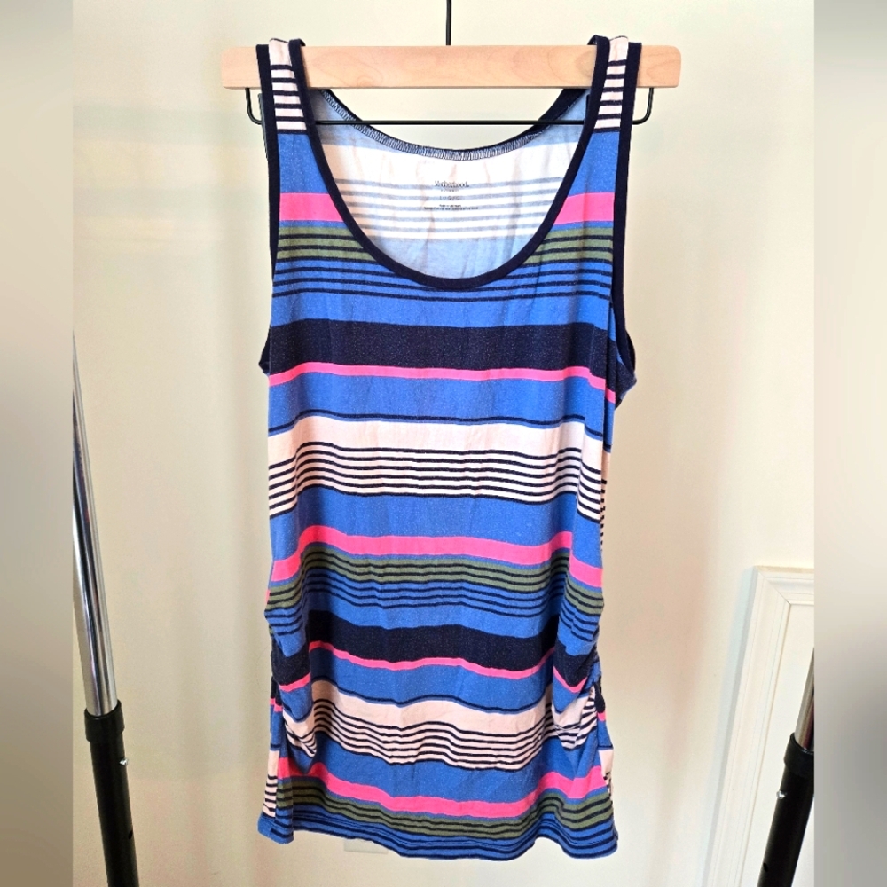 Motherhood Maternity Multicolor Striped Tank Top With Ruching